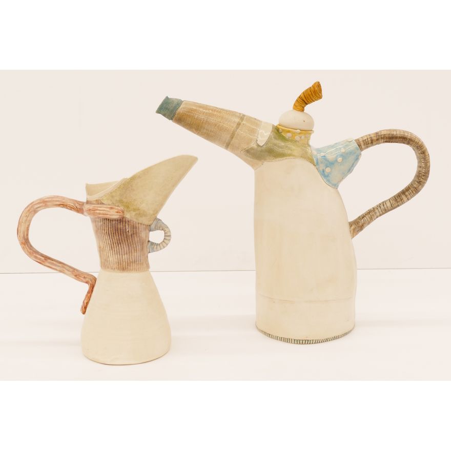 2pc Gina Freuen Funk Teapot and Pitcher Ceramic