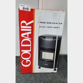 GOLDAIR - 3 PANEL GAS HEATER WITH REGULATOR AND WHEELS - BLACK - GGH-42BA