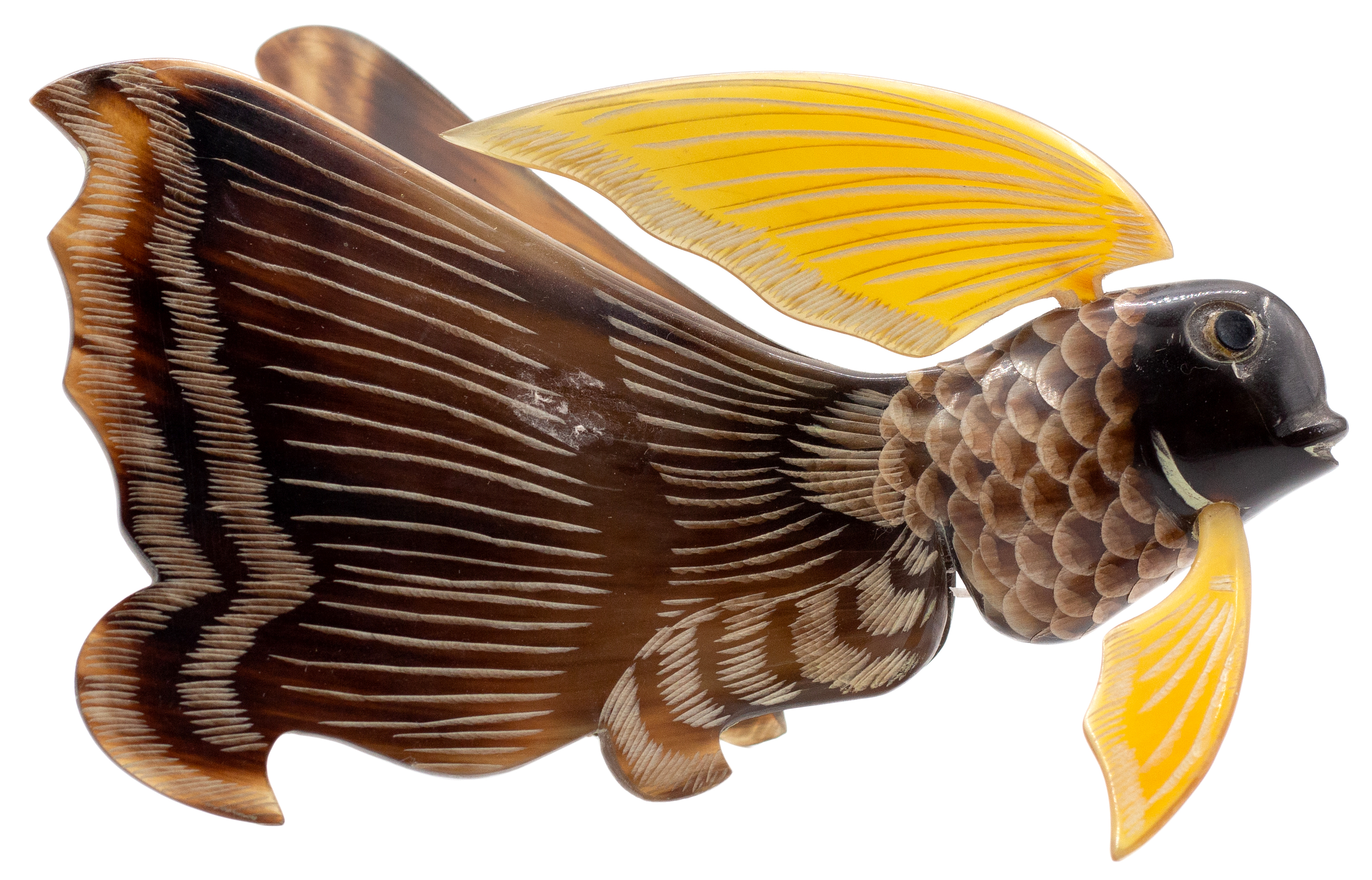 289 · China, Empire, Qing Dynasty, Tortoiseshell Goldfish Ornament, c.1900, VGC
