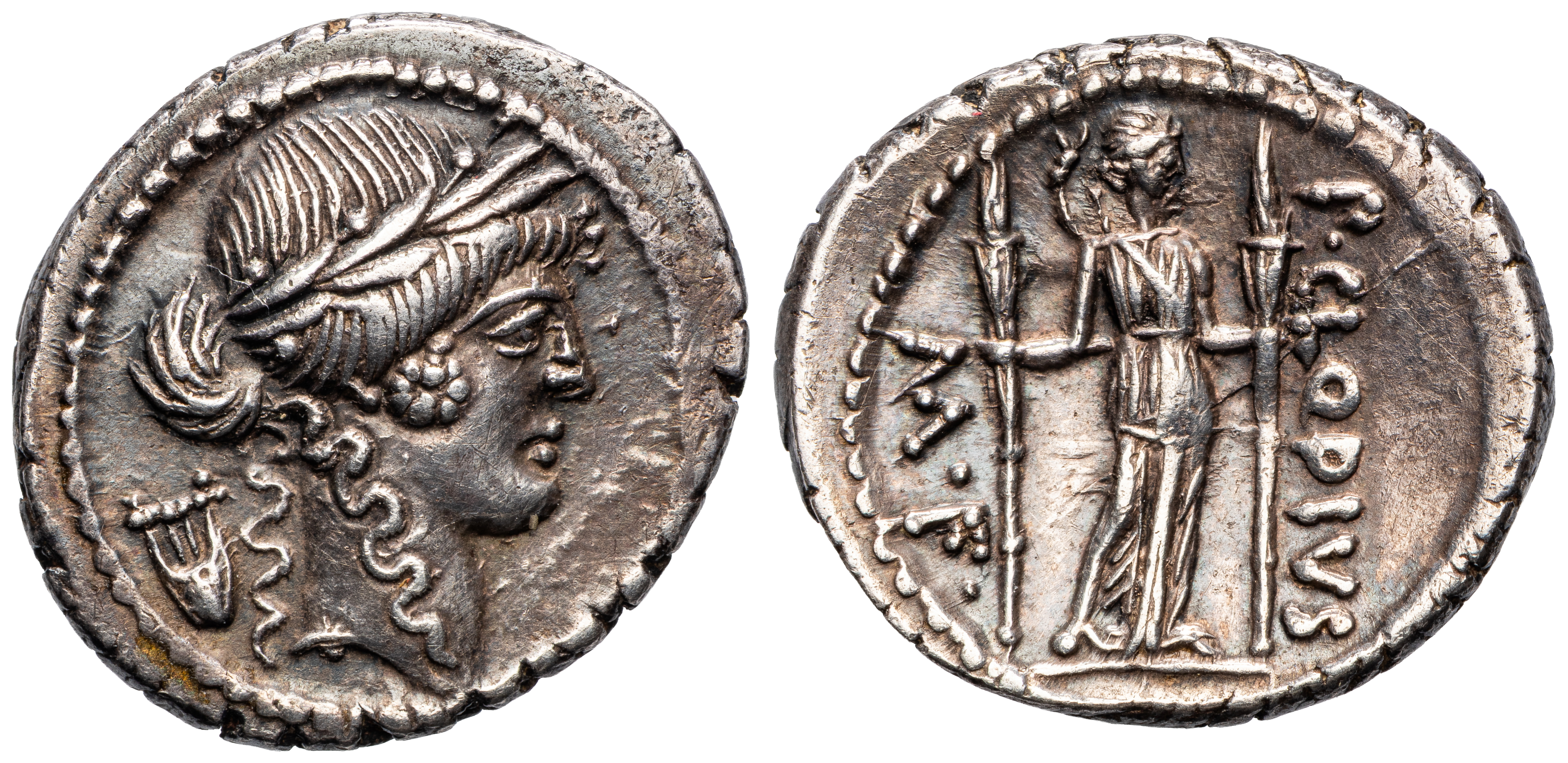 P. Clodius, Ar Denarius, 42 Bc, Ef