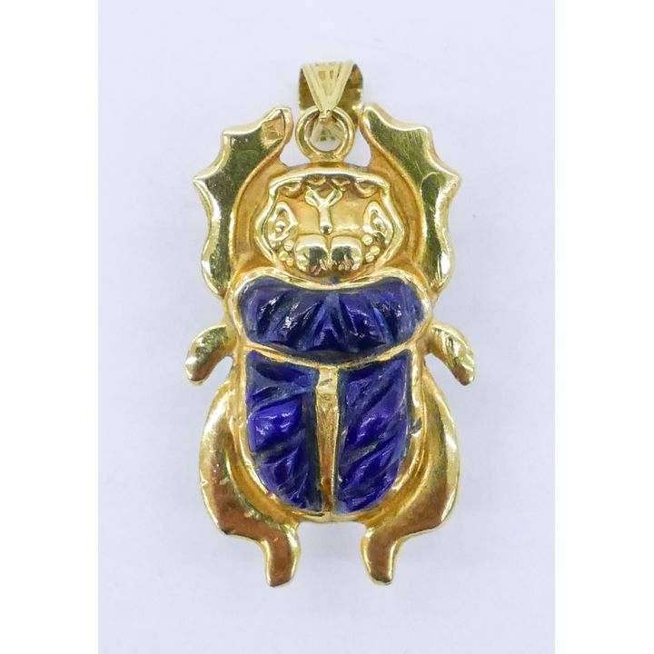 Egyptian 18k Lapis & Turquoise Scarab Pendant