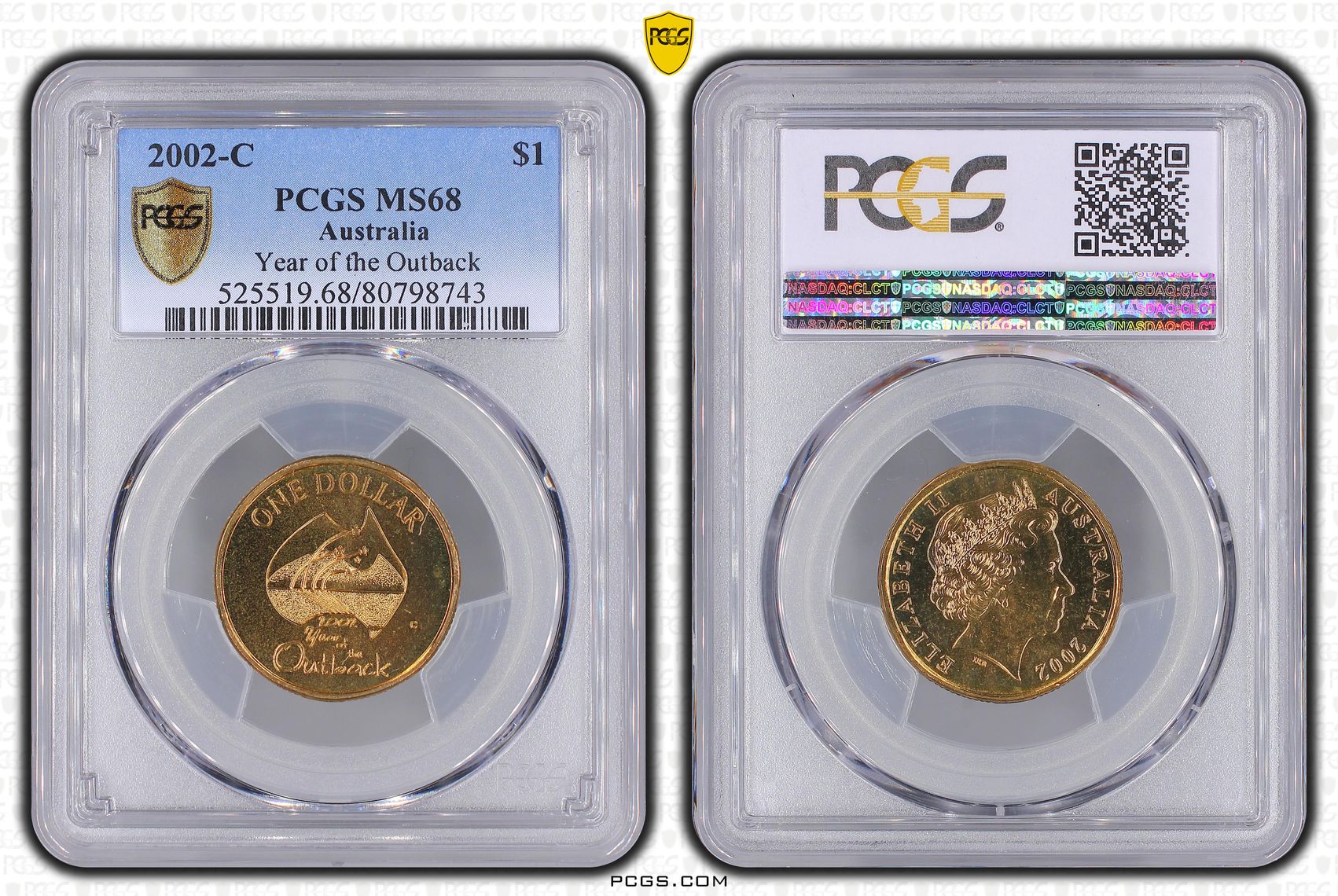 Elizabeth II, Year of the Outback, POP 8/0, One Dollar, 2002-C, PCGS MS68