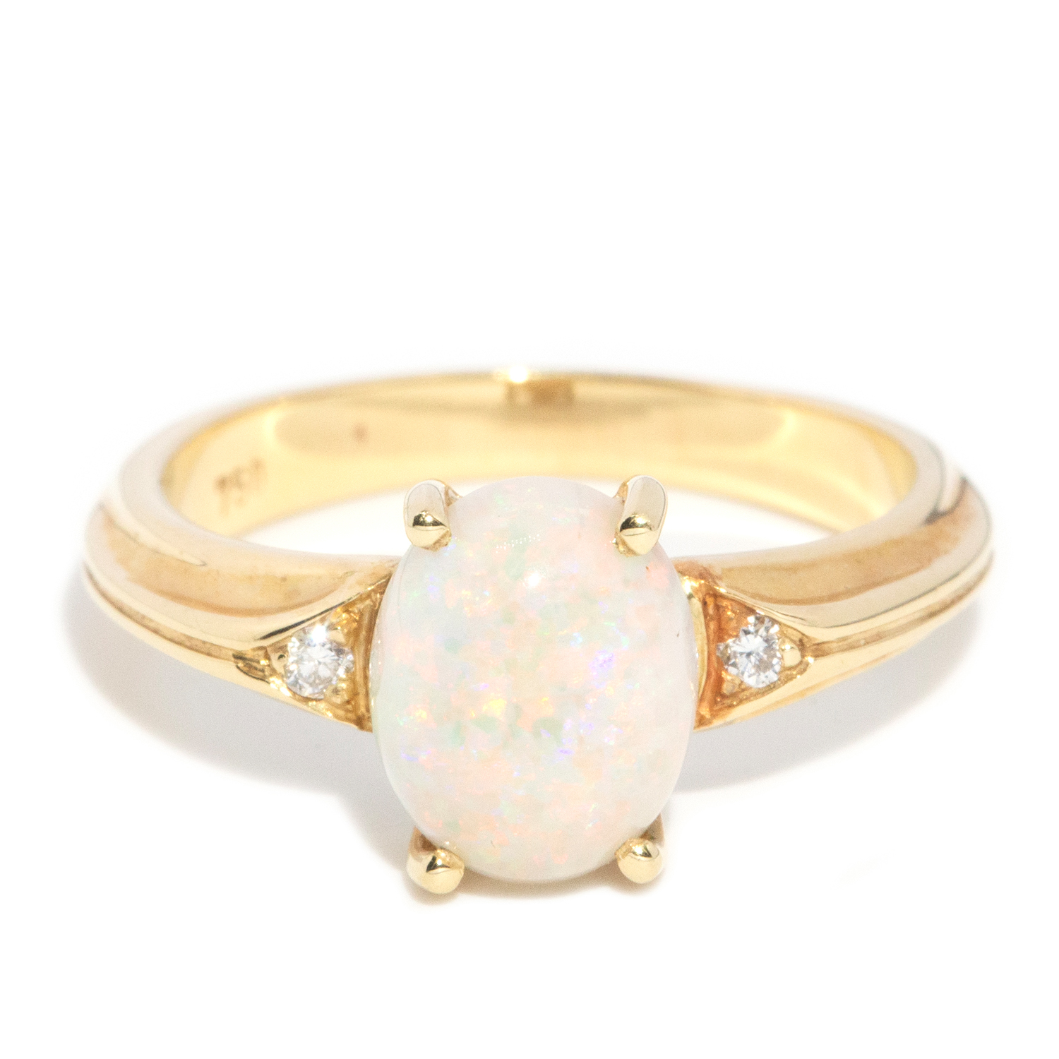 181 · Solid Opal and Diamond Ring in 18ct Gold
