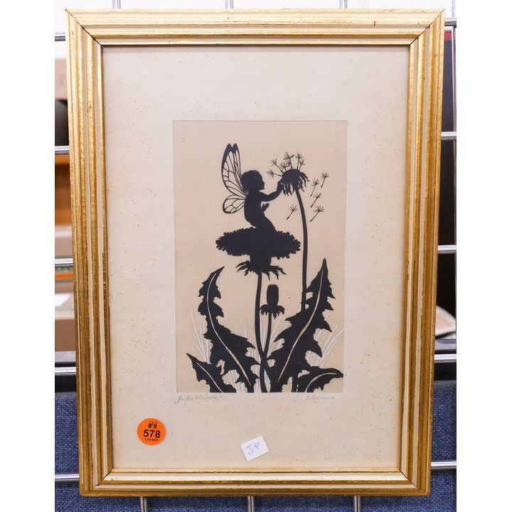 Deco Fairy Hand Papercut Framed- 13x9''