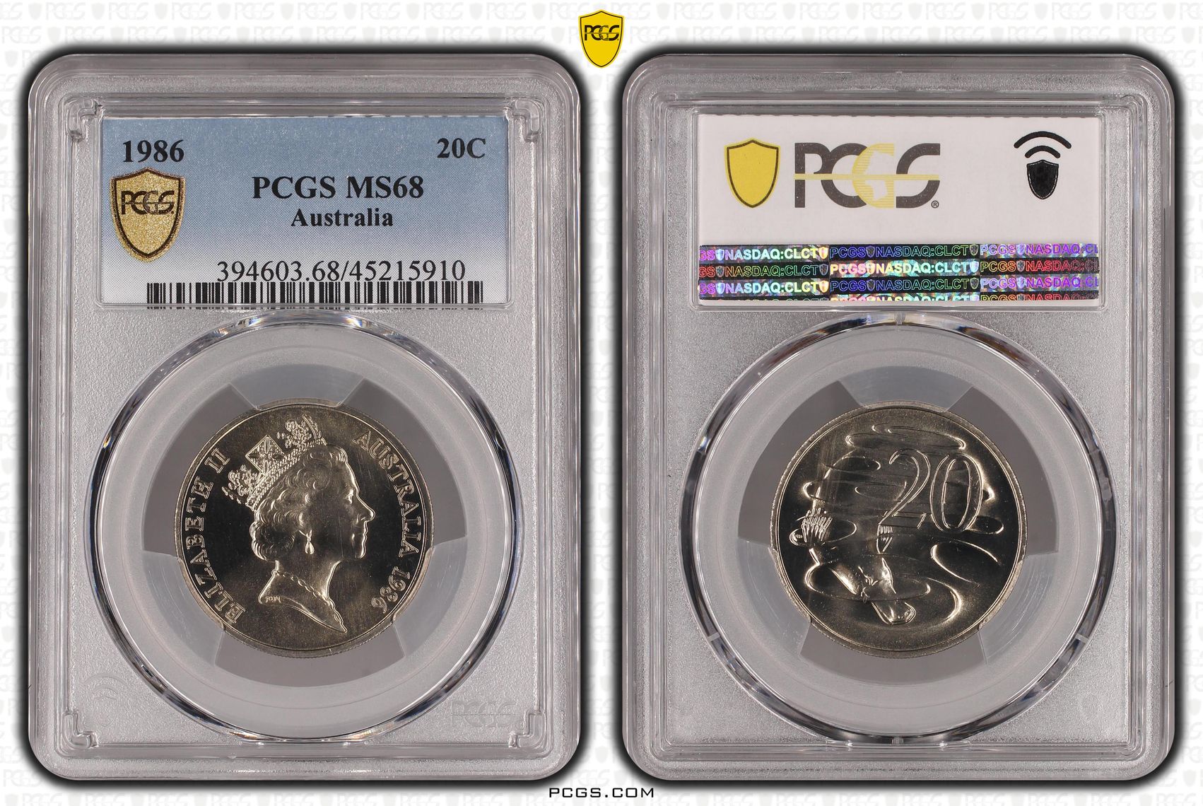 1986 Australia Twenty Cent, 20c PCGS - MS68 -910