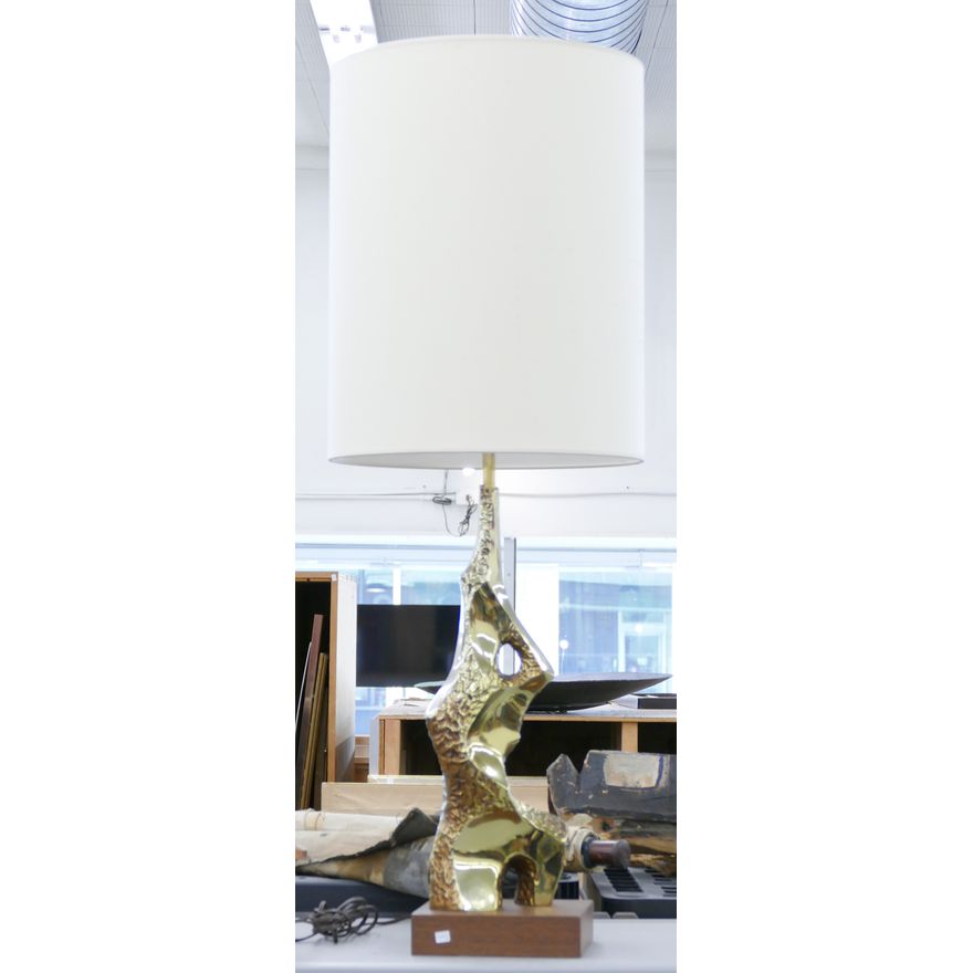 Richard Barr Midcentury Brutalist Metal Table Lamp- 41''