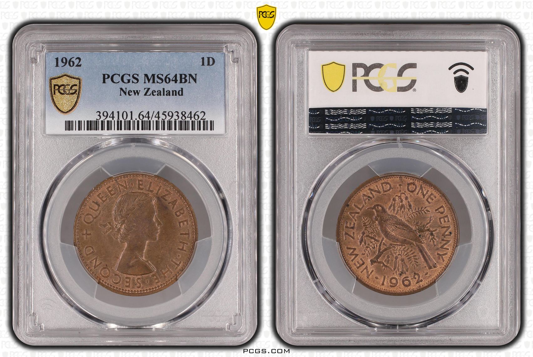 1962 New Zealand Penny PCGS - MS64BN POP 1/0 -462