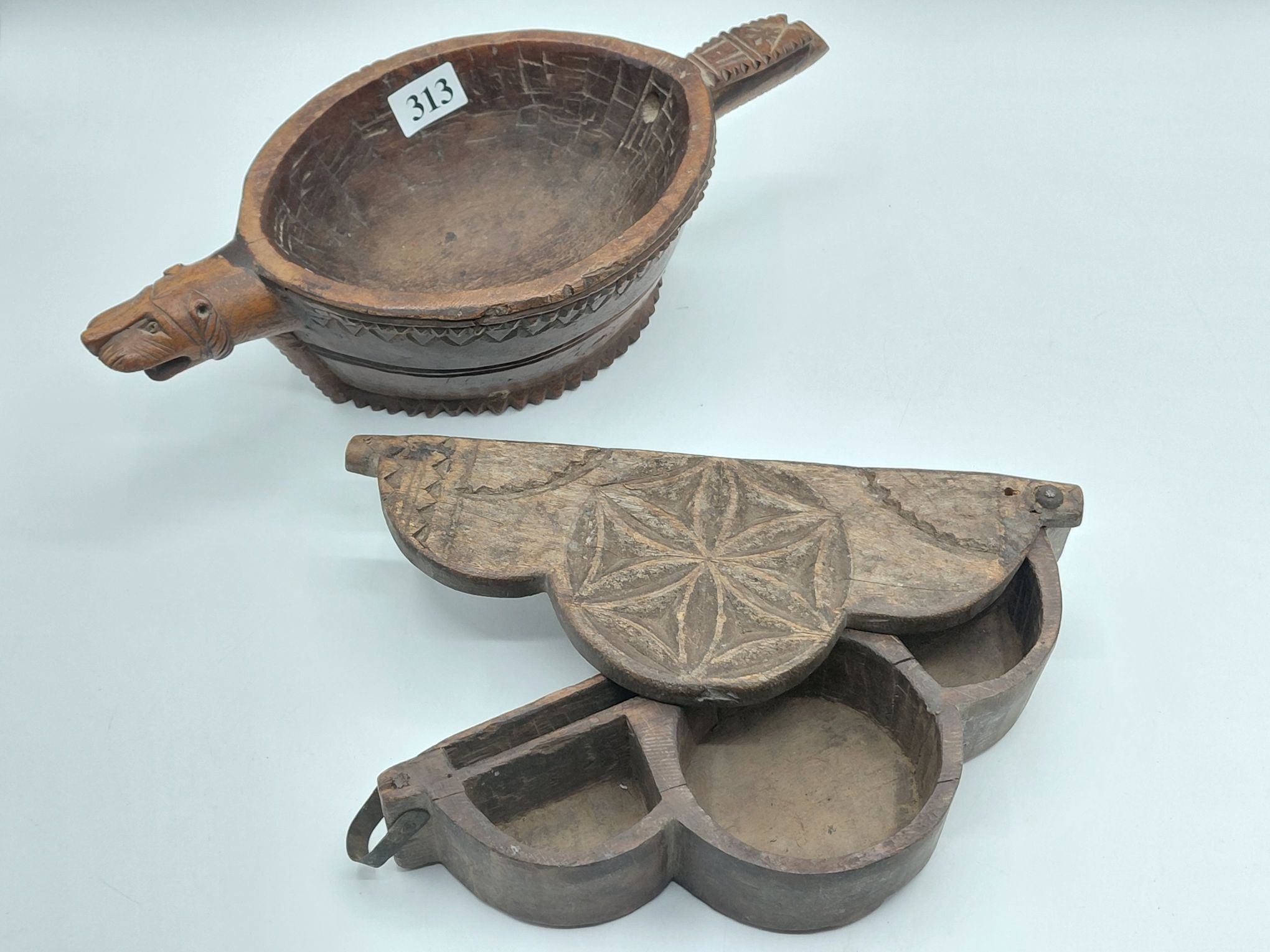313 · TREEN BOWL AND CONTAINER