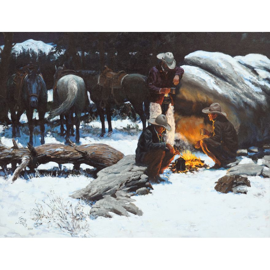 John Jones ''Evening Fire, Winter'' 1984 Oil