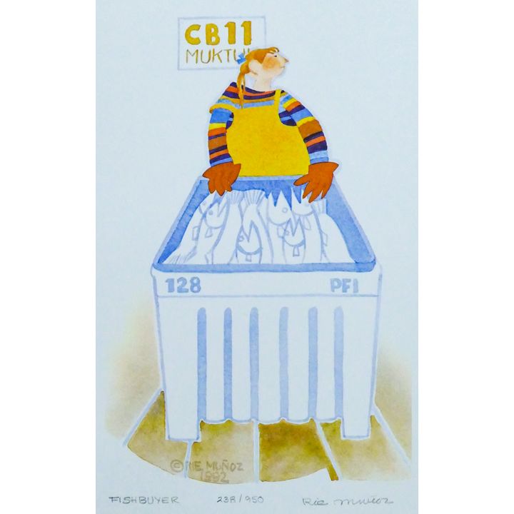 Rie Munoz ''Fishbuyer'' 1992 Signed Print