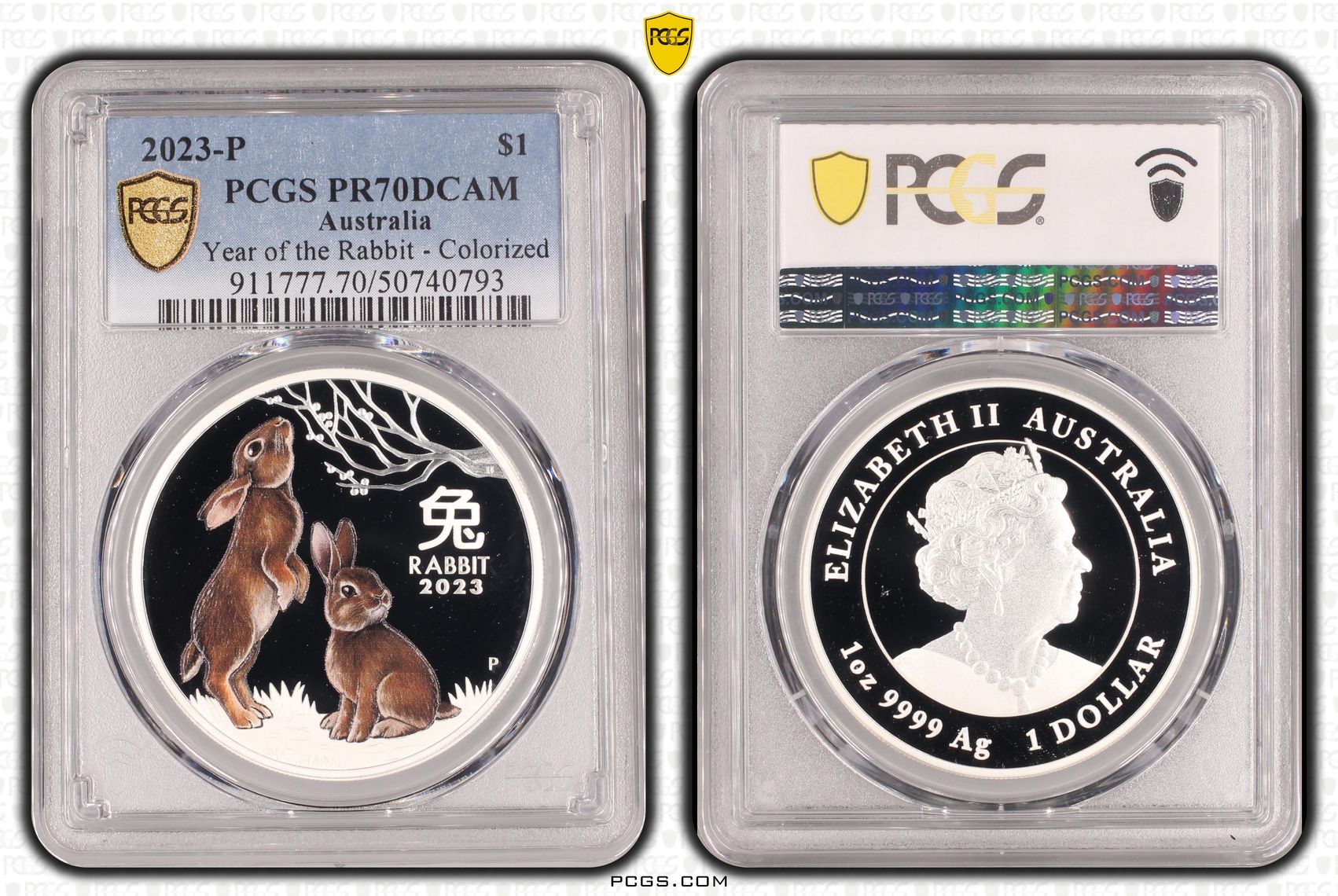 Year of the Rabbit - Colorized POP 1/0, One Dollar, 2023-P, PCGS PR70DCAM