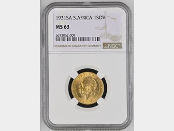 1931 GEORGE V SOUTH AFRICA GOLD SOVEREIGN MS63