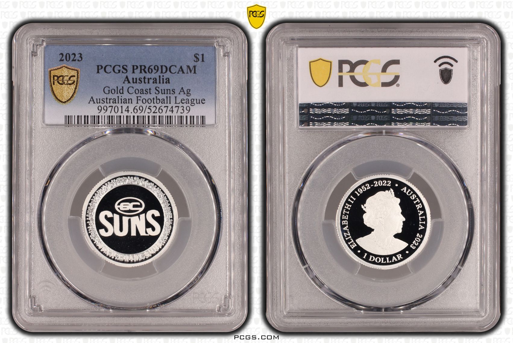 Gold Coast Suns Silver Australian Football League, POP 1/0, One Dollar, 2023, PCGS PR69DCAM