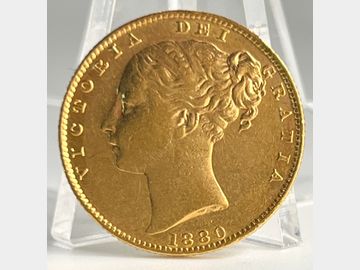 1880 VICTORIA YOUNG HEAD SYDNEY MINT SHIELD GOLD SOVEREIGN