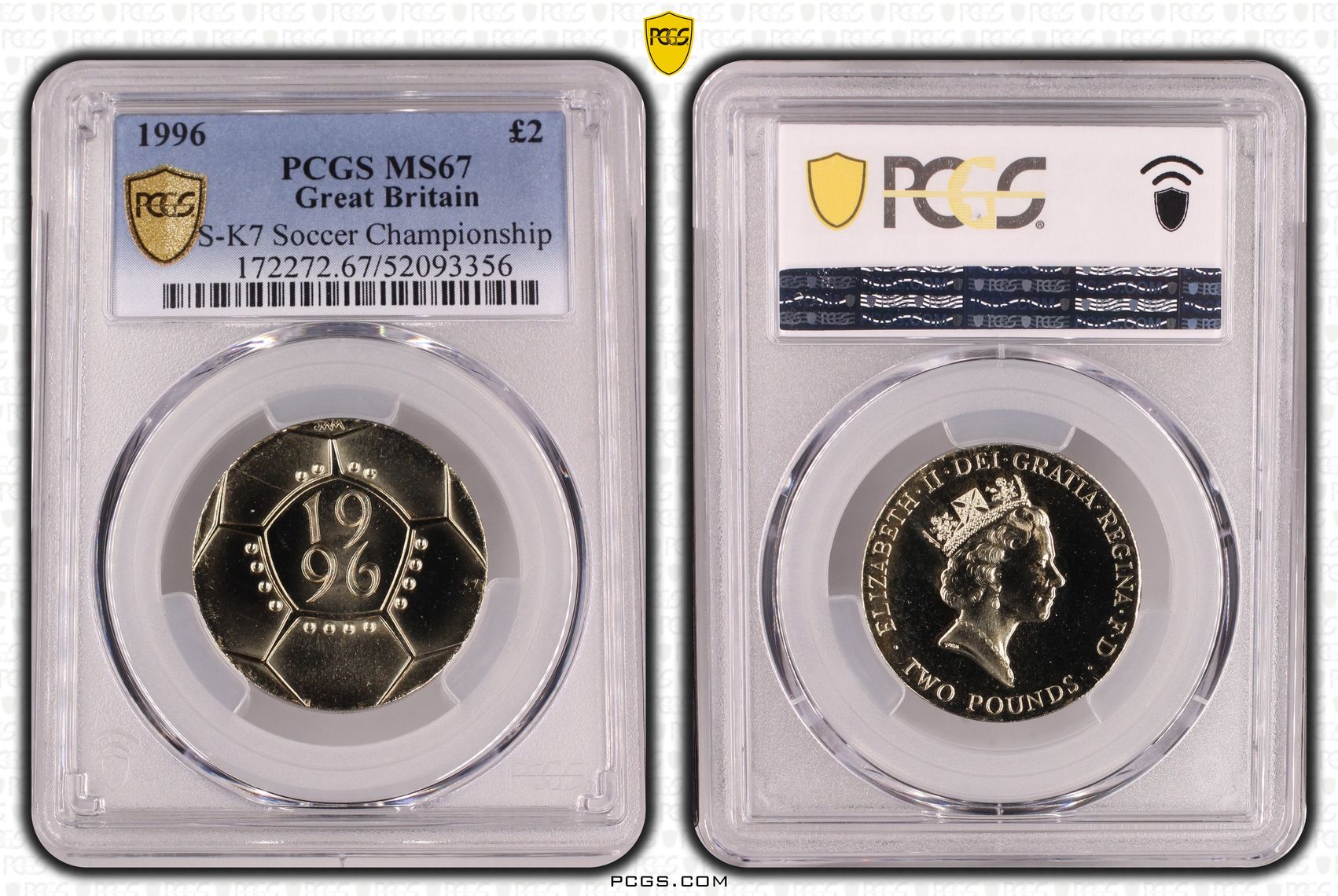 Great Britain, Elizabeth II, S-K7 Soccer Championship, Two Pound, 1996, PCGS MS67