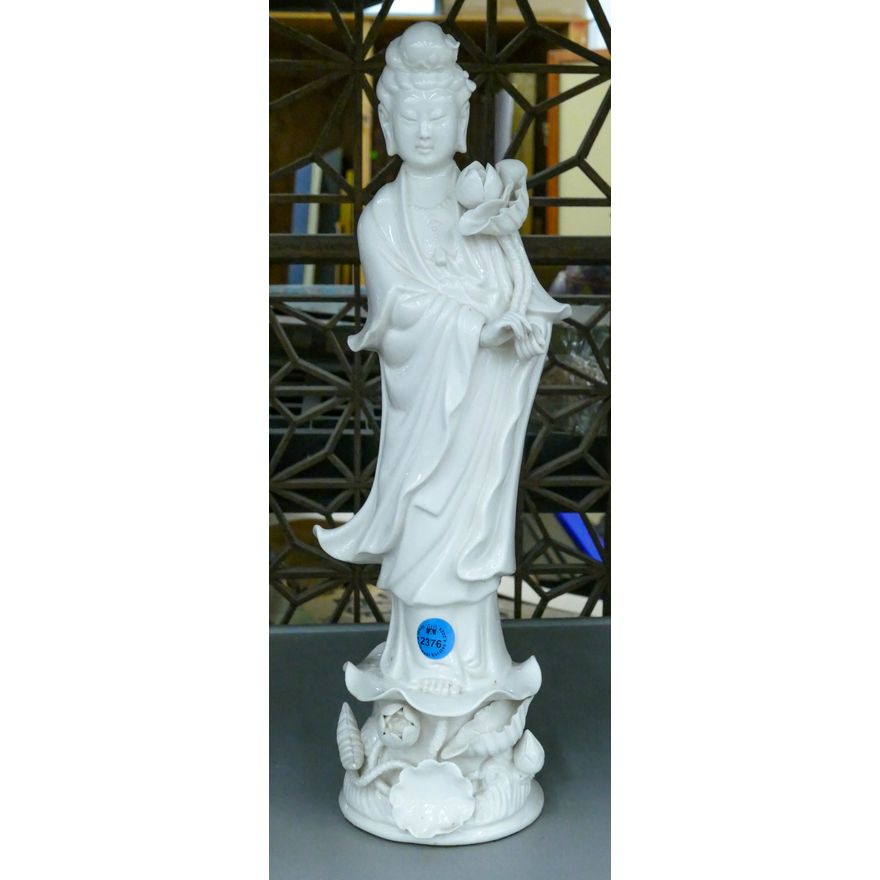 Blanc De Chine Guanyin Porcelain Sculpture 14.5''