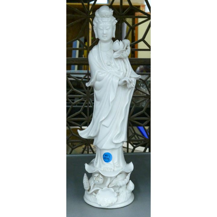 Blanc De Chine Guanyin Porcelain Sculpture 14.5''