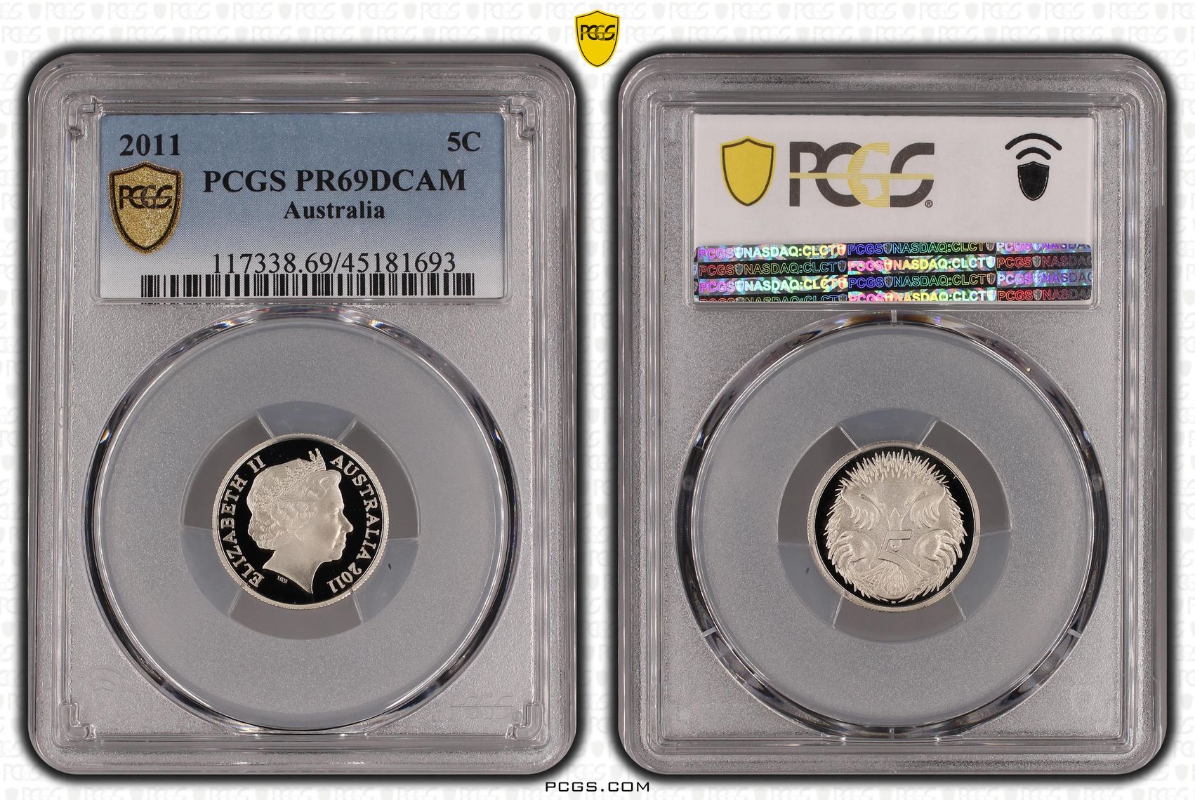 Elizabeth II, Five Cent, 2011, PCGS PR69DCAM