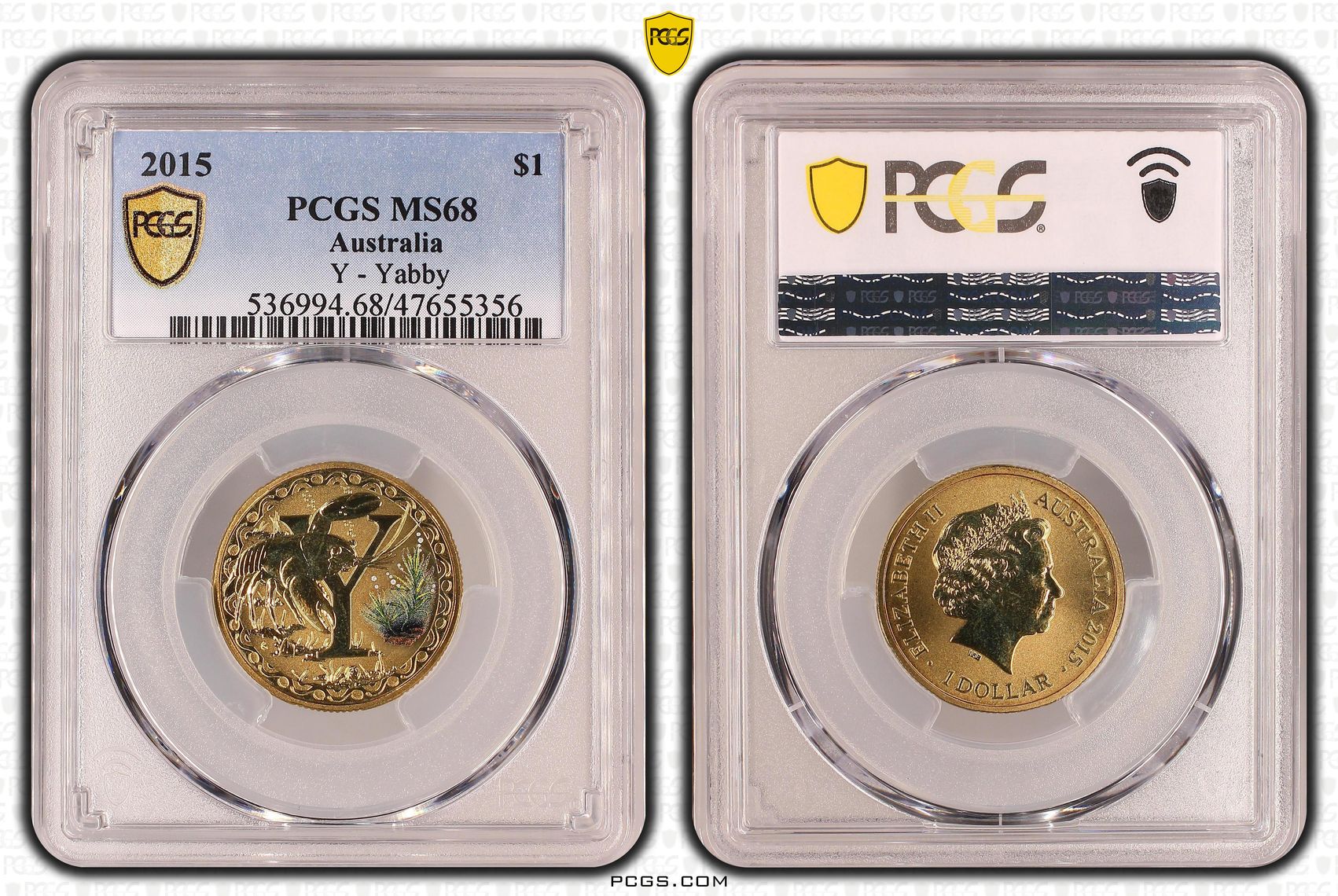 Y - Yabby, One Dollar, 2015, PCGS MS 68