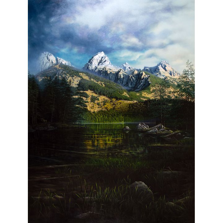The Grand Teton from Taggart Lake by Mark Dassoulas (1955- )