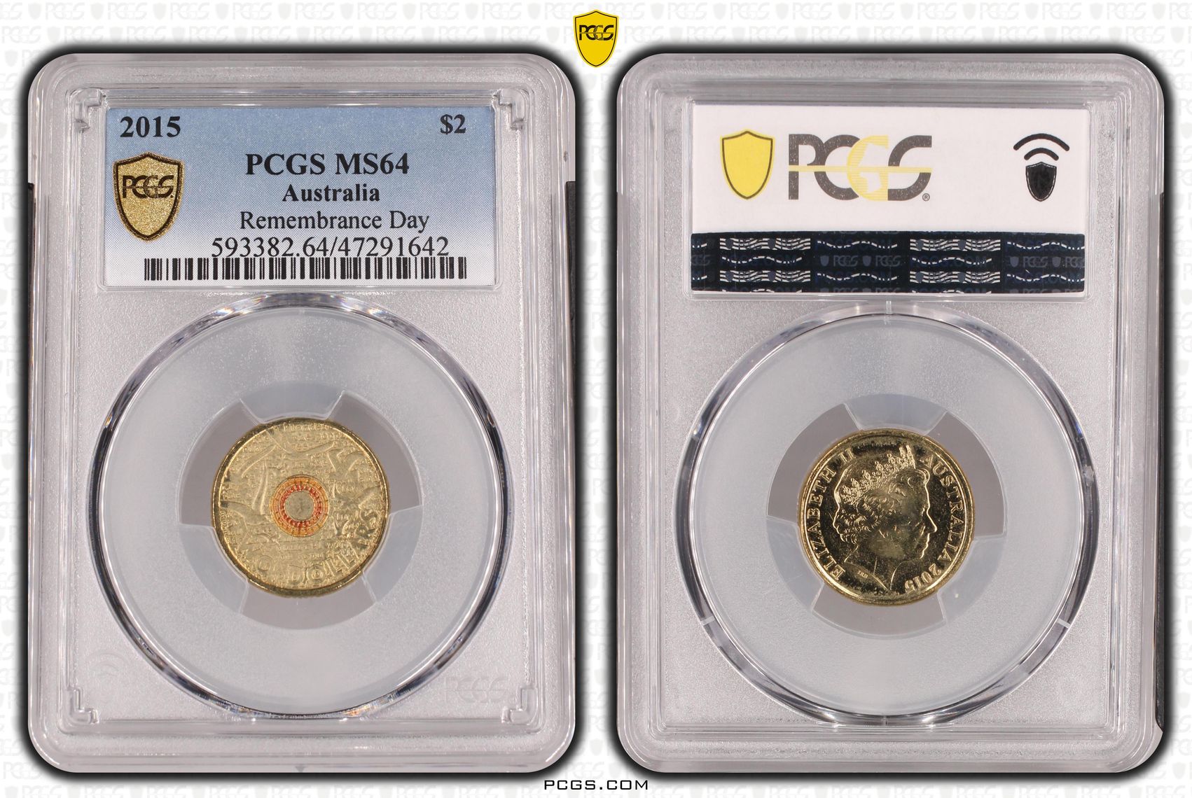 Remembrance Day Colorized - In Flanders Fields , Two Dollar, 2015, PCGS MS64