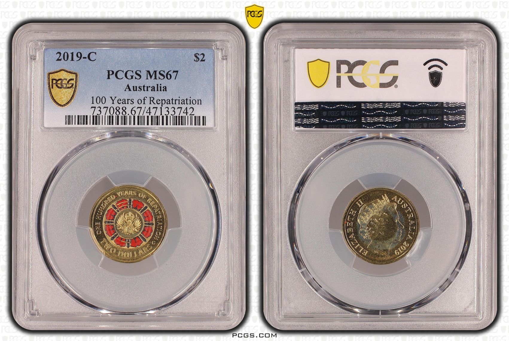 100 Years of Repatriation Colorized , Two Dollar, 2019-C, PCGS MS67
