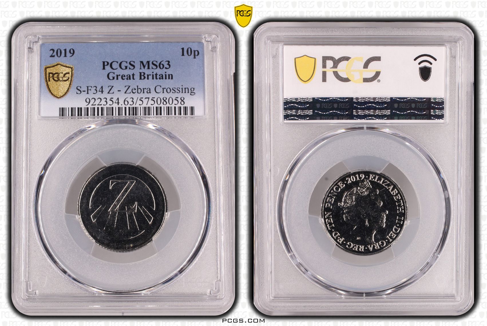 Great Britain, Elizabeth II, S-F34 Z - Zebra Crossing, Ten Pence, 2019, PCGS MS63