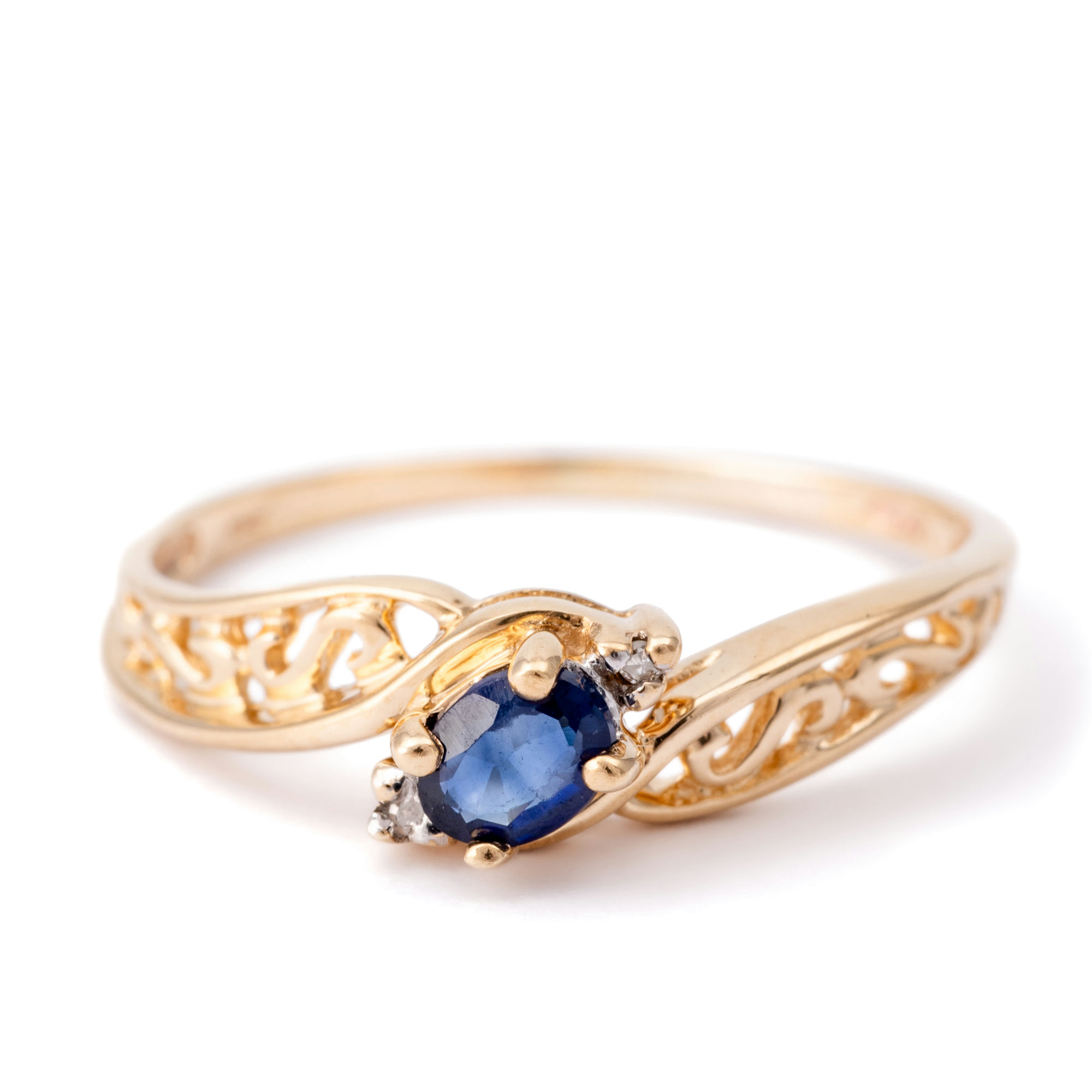 Sapphire & Diamond Filigree Ring 9ct,