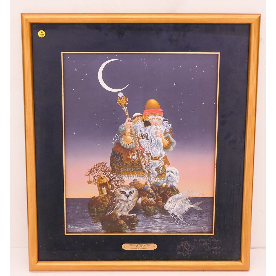 James Christensen (b.1942) ''The Man Who Minds The Moon'' S/N Lithograph. Edition 659/850.