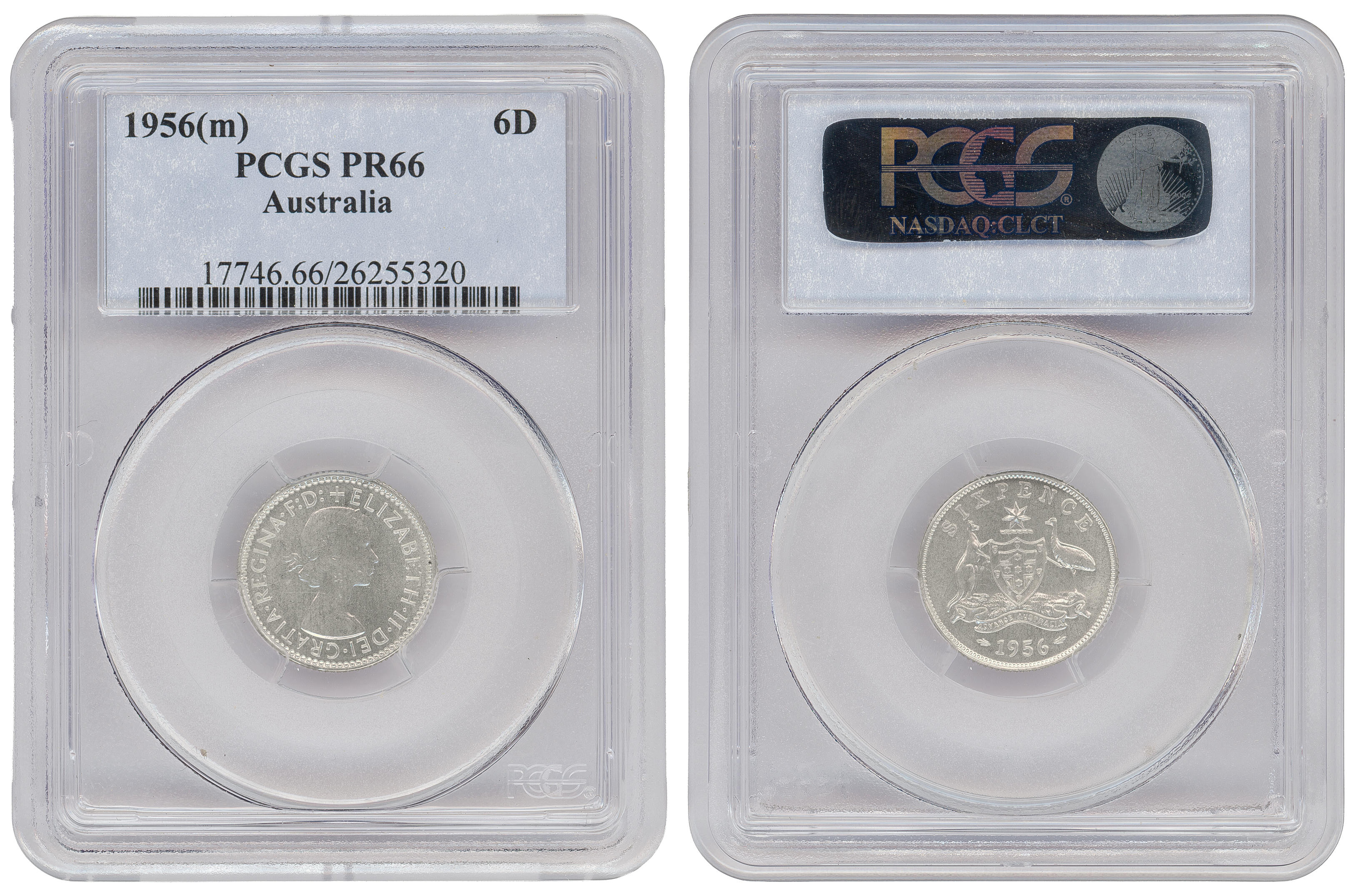 Elizabeth II, Sixpence, 1956, PCGS PR66