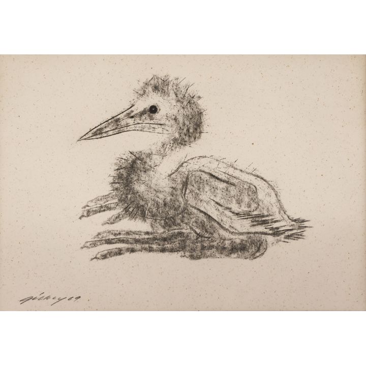 Richard Gilkey ''Young Bird'' 1969 Charcoal
