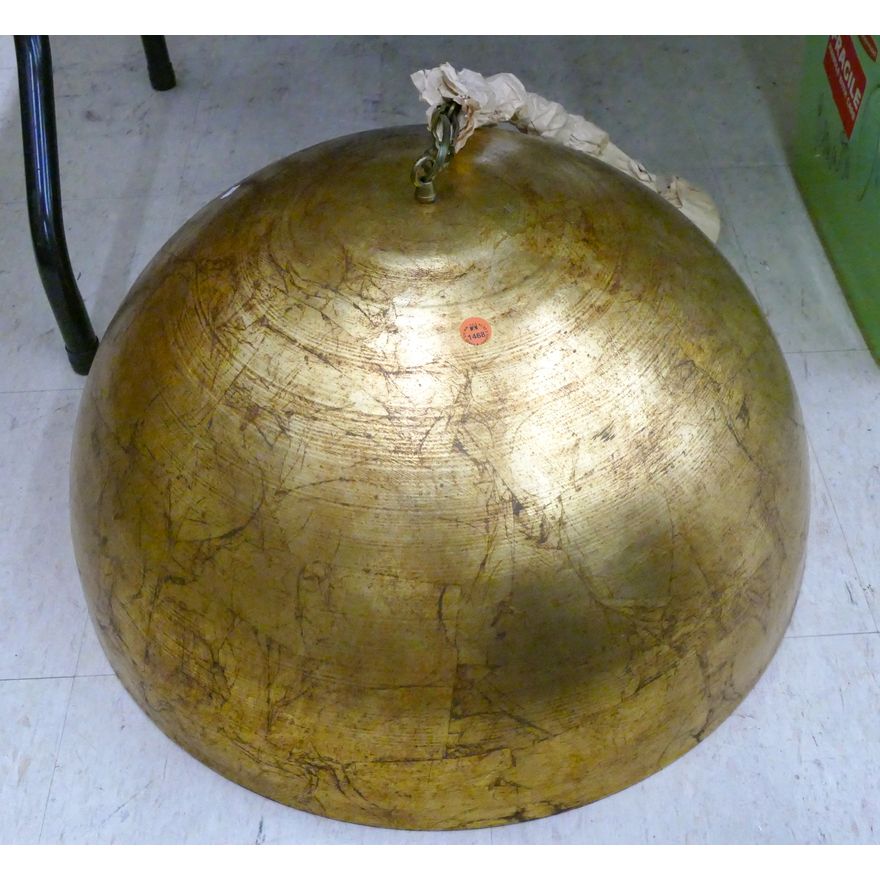 Hollywood Regency Gilt Dome Hanging Light Fixture 9''x21''
