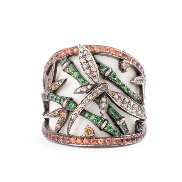 Diamond & Garnet Dragonfly Ring 18ct