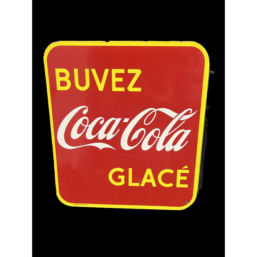 Buvez Coca Cola Coke Glace Porcelain Flange Sign