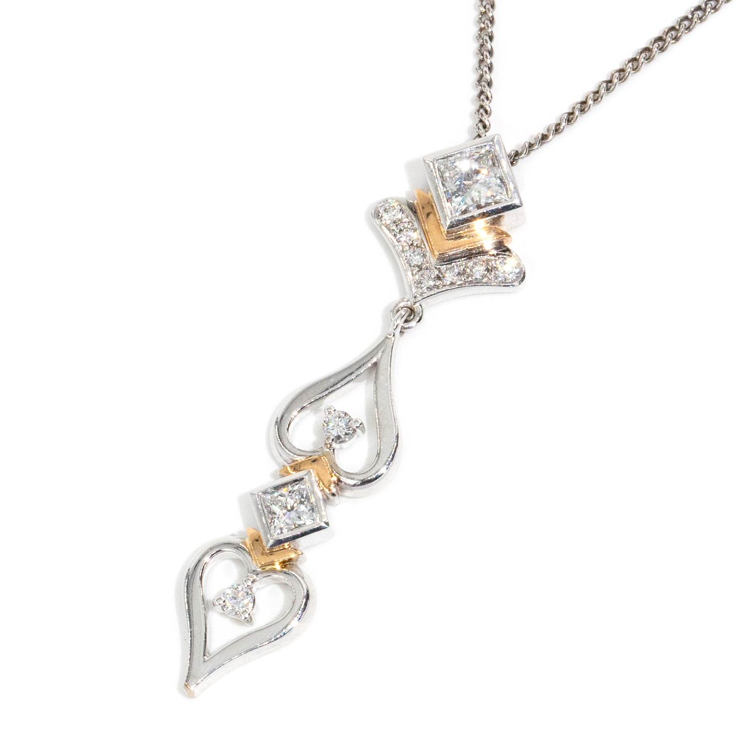 0.72 Carat Diamond White & Rose Gold Pendant