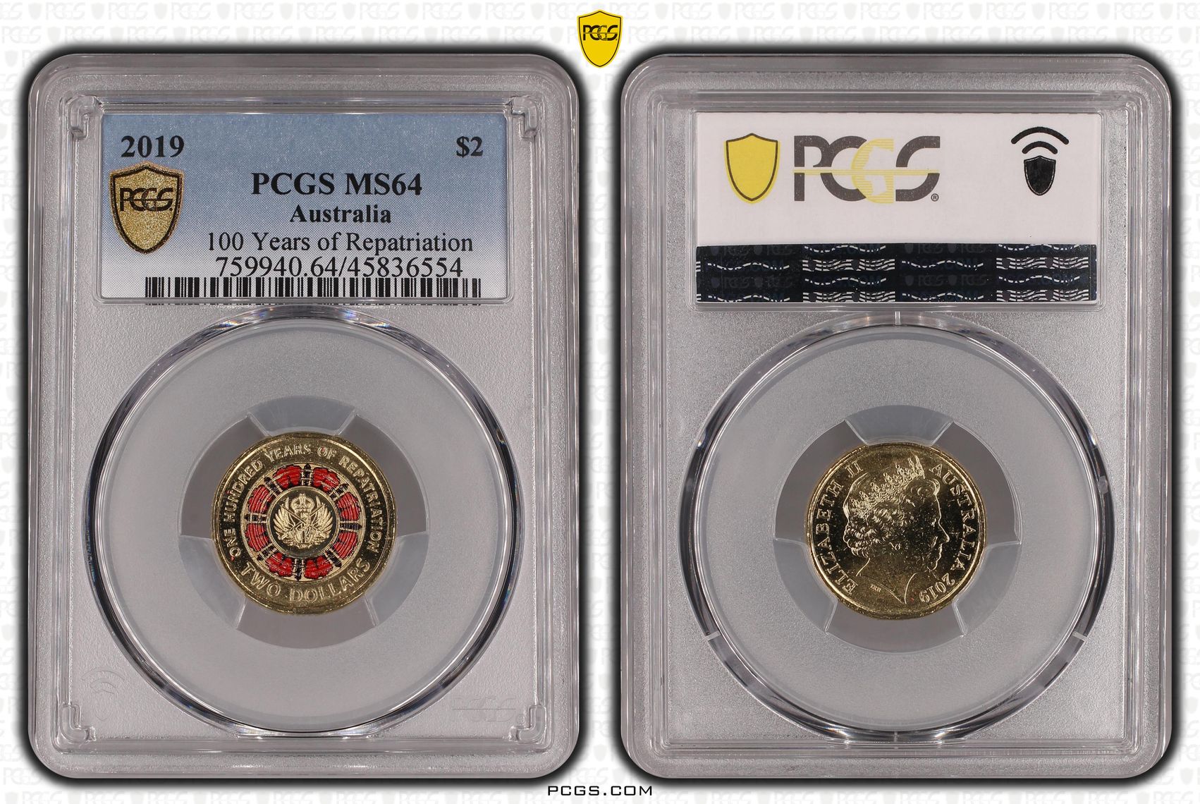 100 Years of Repatriation Colourised, Two Dollar, 2019, PCGS MS64