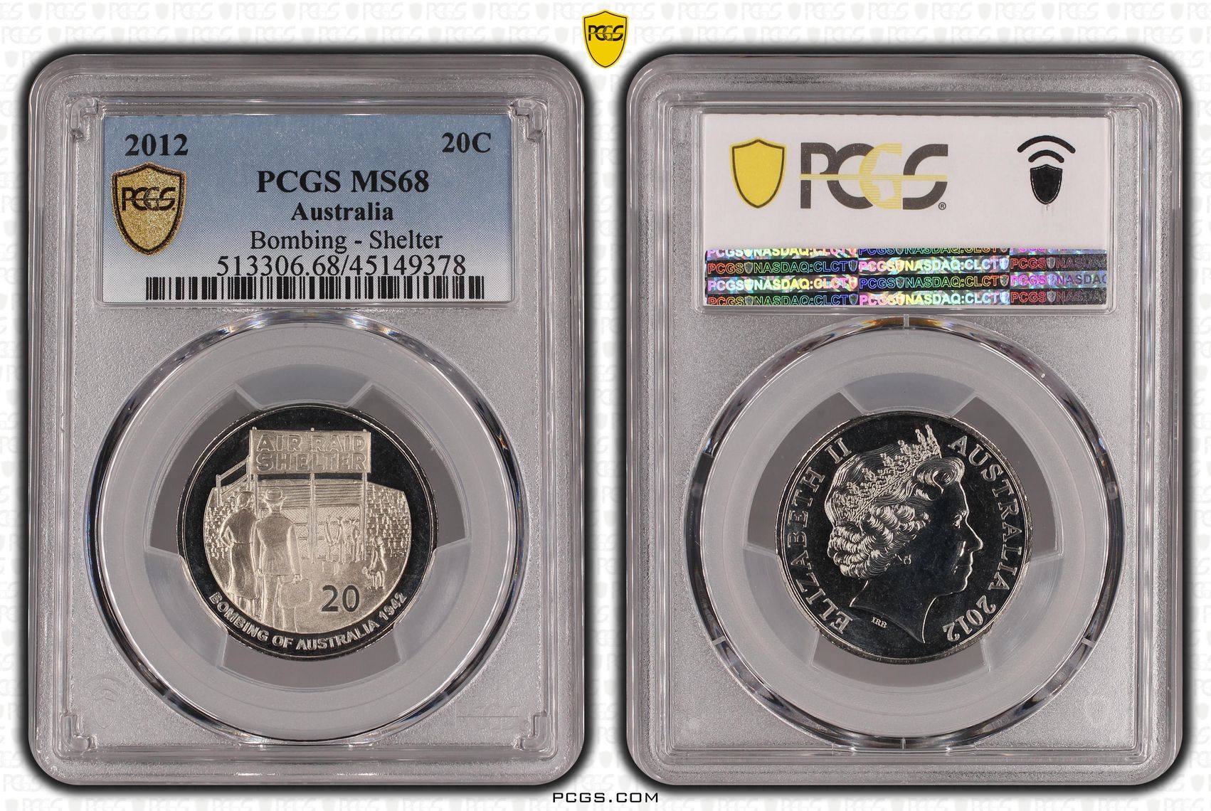2012 Australia Twenty Cent, 20c Bombing - Shelter PCGS - MS68 POP 21/0 -378