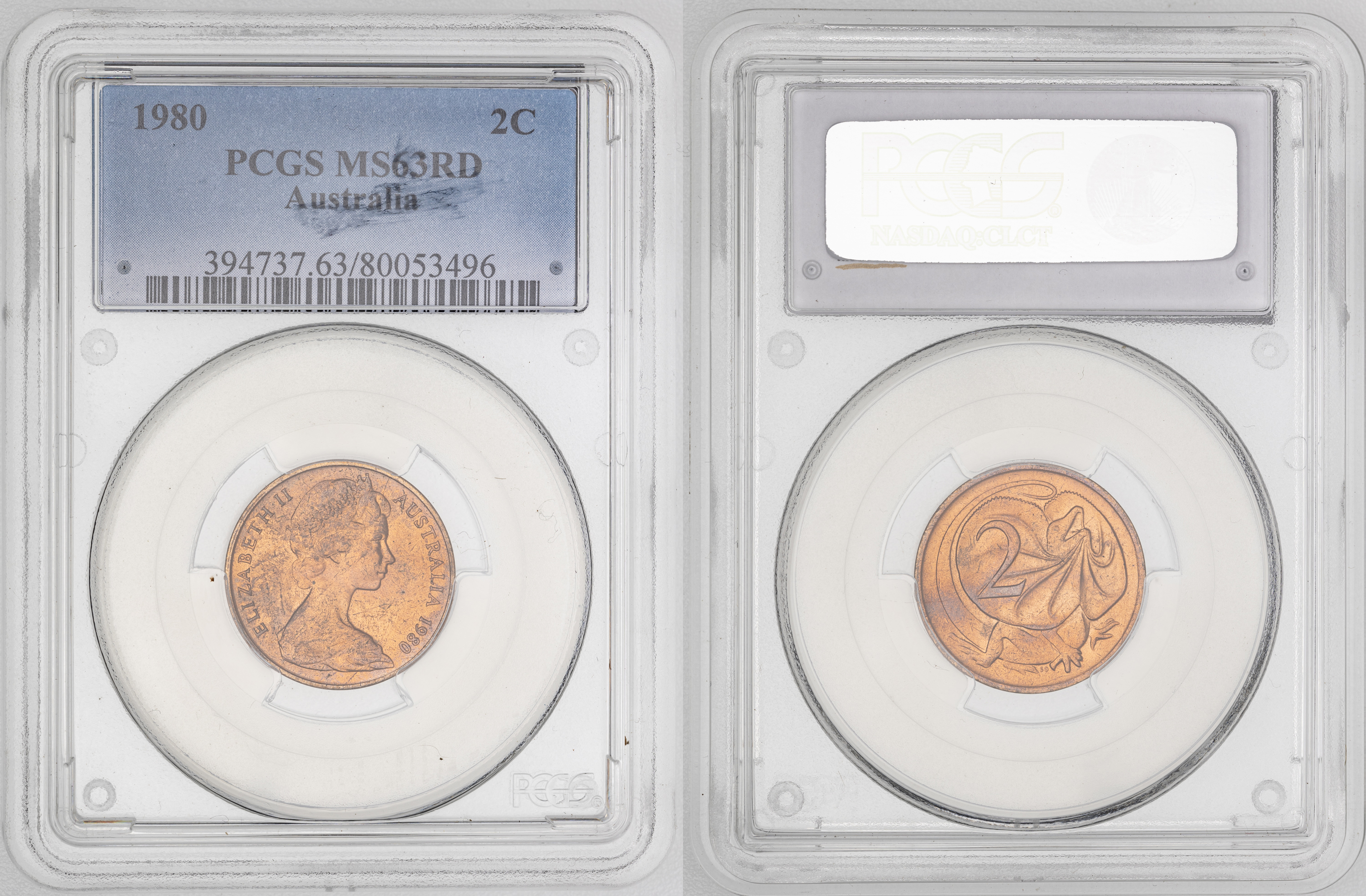 127 · Elizabeth II,  , Two Cent, 1980, PCGS MS63RD