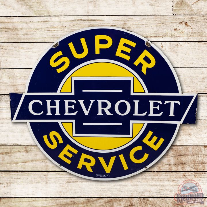 42" Chevrolet Super Service Die Cut Double Sided Porcelain Sign