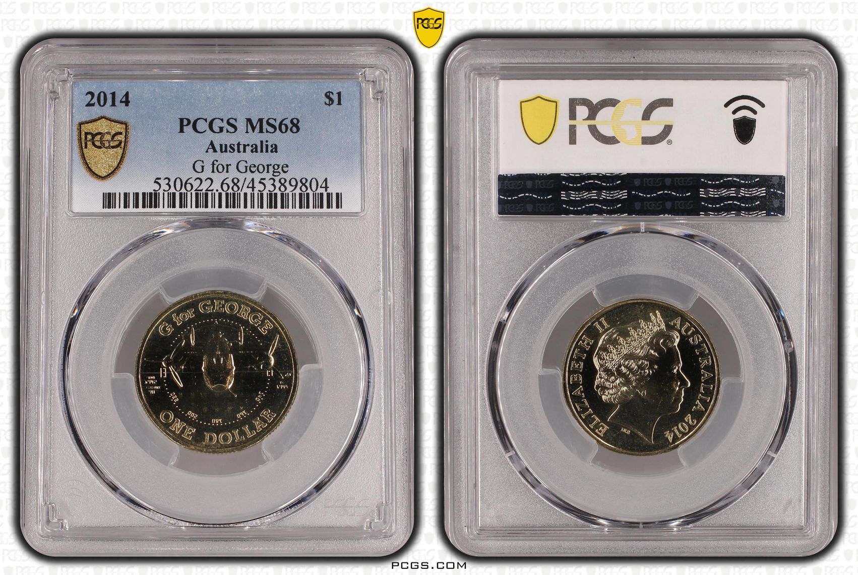 2014 Australia One Dollar, $1 G for George PCGS - MS68 -804