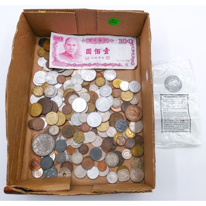 Box Old Foreign Coins & Currency