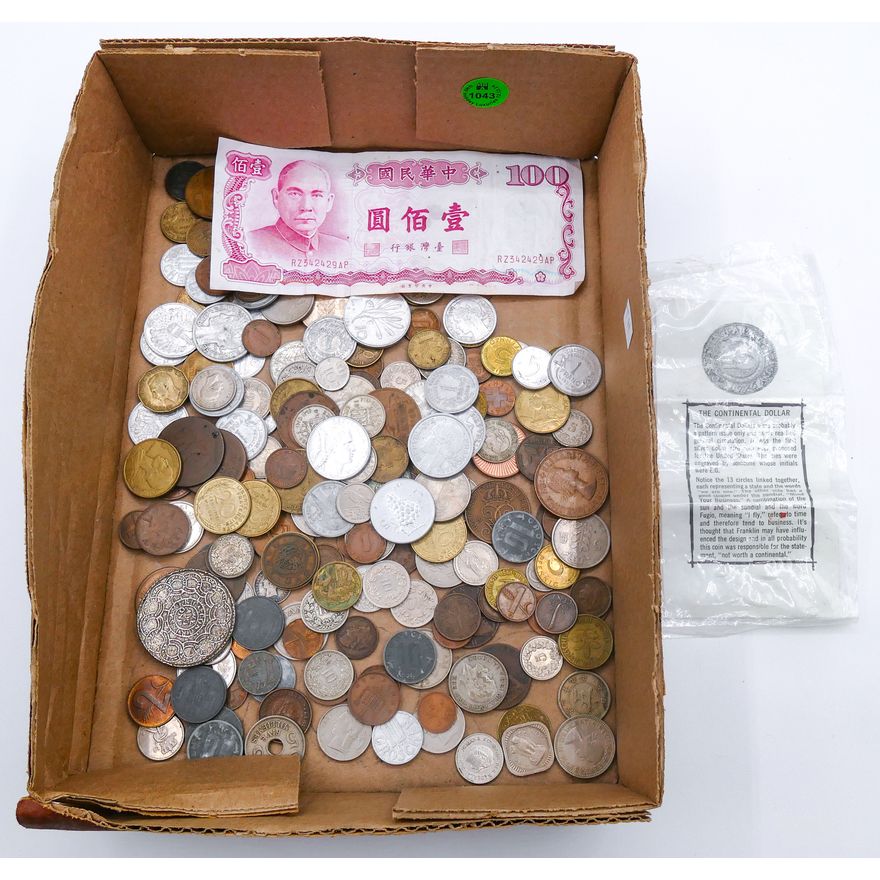 Box Old Foreign Coins & Currency
