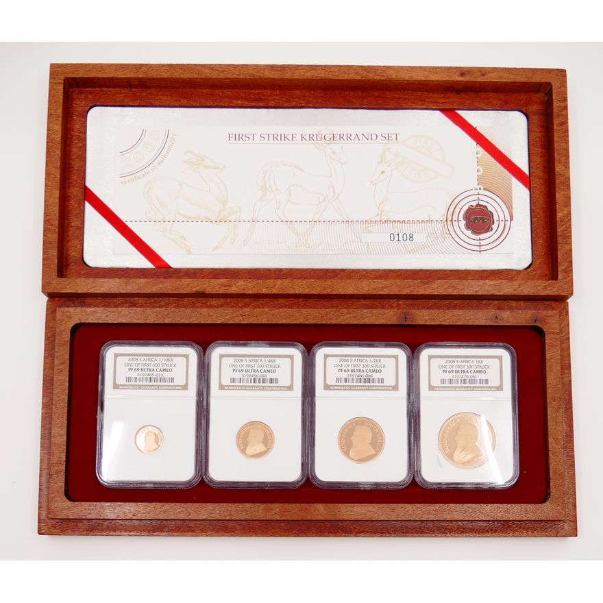 South Africa Gold First Strike Proof Krugerrand Set 2008, NGC PF69 Ultra Cameo
