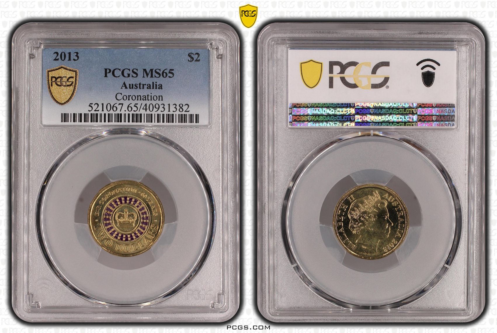 Coronation Colorized , Two Dollar, 2013, PCGS MS65