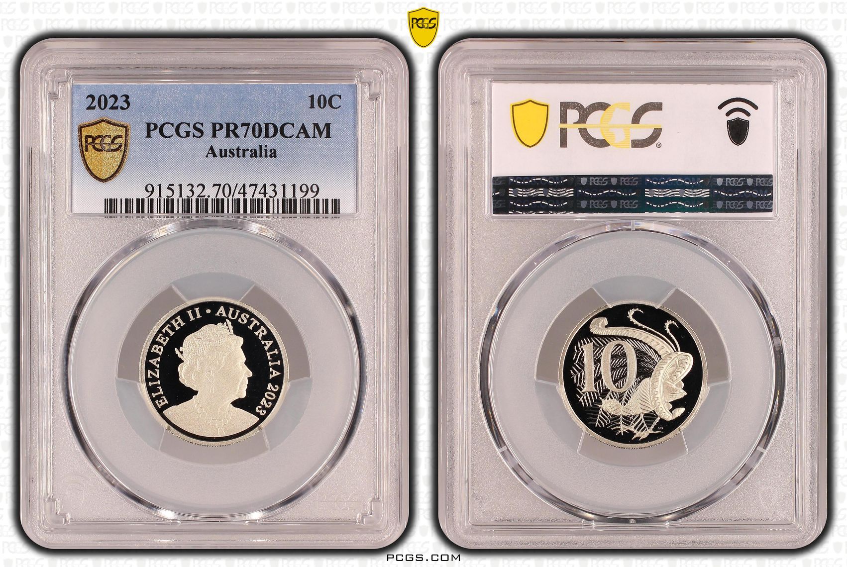 Elizabeth II, Ten Cent, 2023, PCGS PR70DCAM