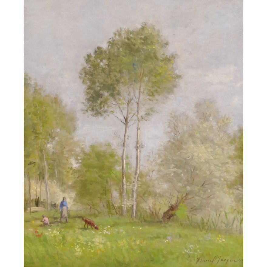Marcel Jacque (1906-1981 France) French Countryside Scene Oil on Canvas, 1944