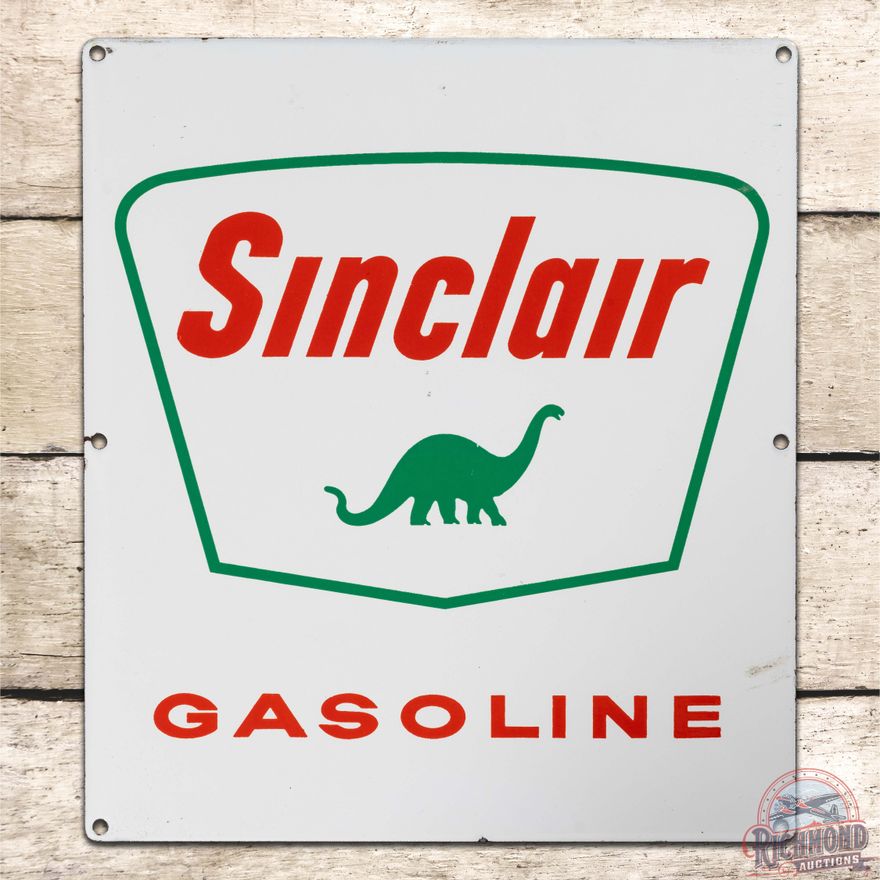 Superb Sinclair Gasoline Single Sided Porcelain Pump Plate Sign w/ Dino