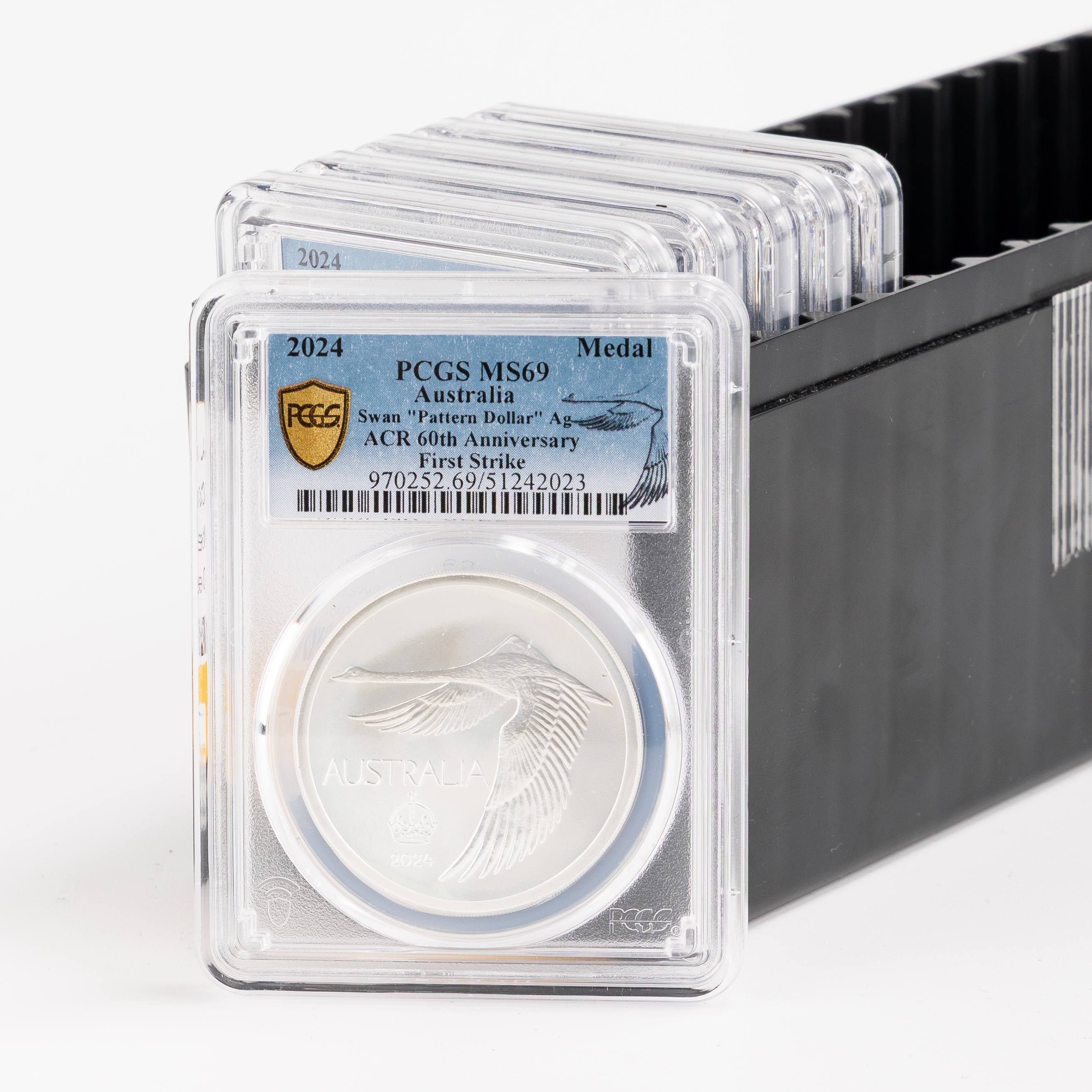 Group of 6 ACR Swan Pattern Dollar Silver Unc, Crown, 2024, PCGS MS69