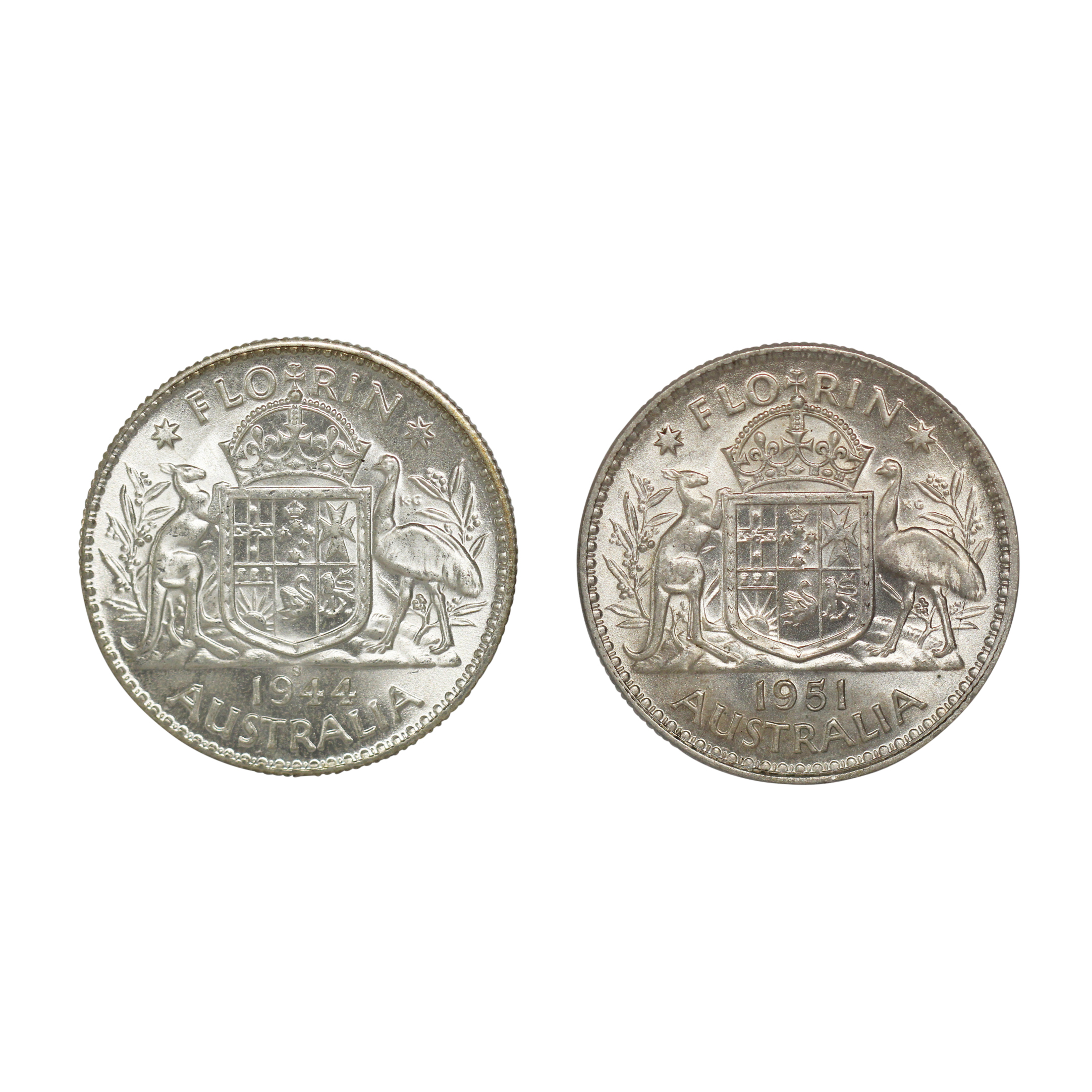 1099 · George VI, Florin, 1944-S & 1951, CHU