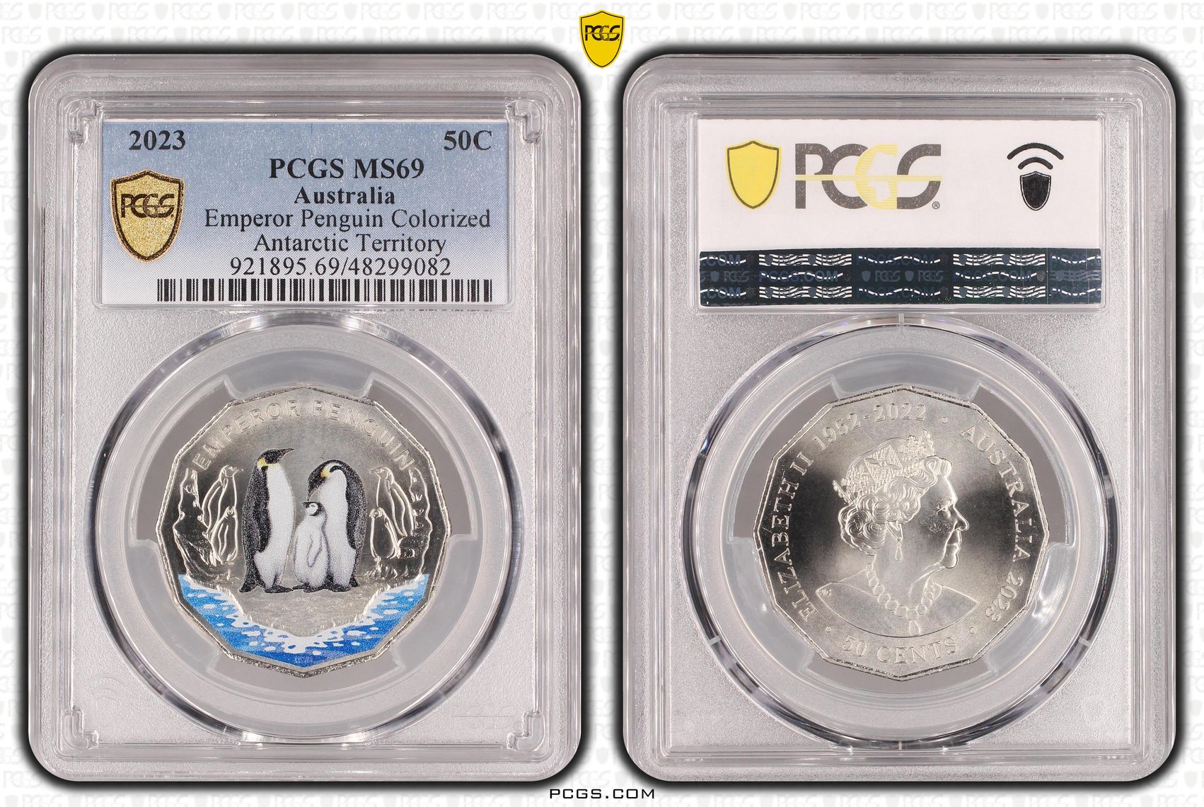 Emperor Penguin Colorized, Fifty Cent, 2023, PCGS MS69